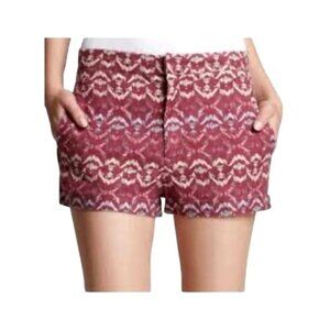 Free People Shorts Women 6 Wild Plum‎ Tribal Linen Blend Boho Retro